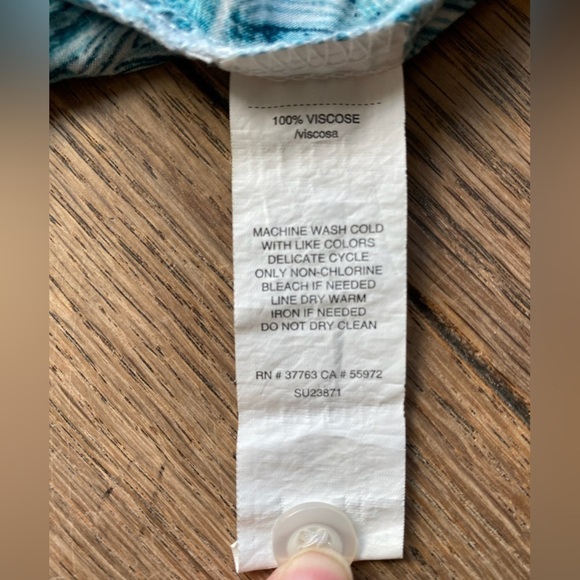 Cubavera Tropical Palm Print Textured Button Down Short Sleeve Green White Shirt - Picture 5 of 8